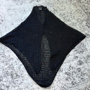 Charlie Paige Women's Black Sequin Knitted Shawl Cover Up Poncho